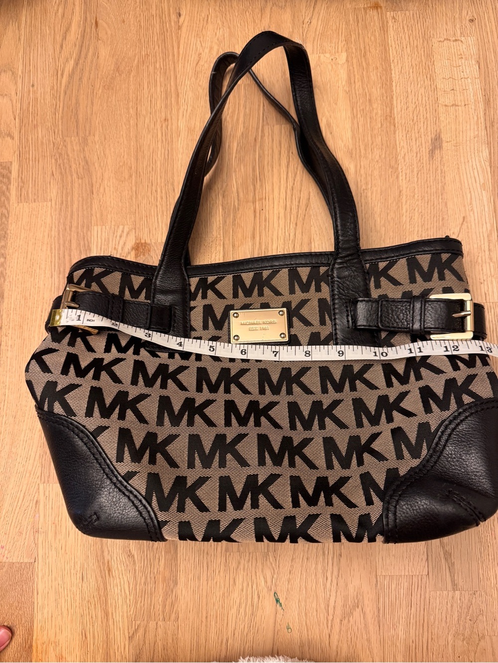 Michael Kors Black and Beige MK Signature Tote
